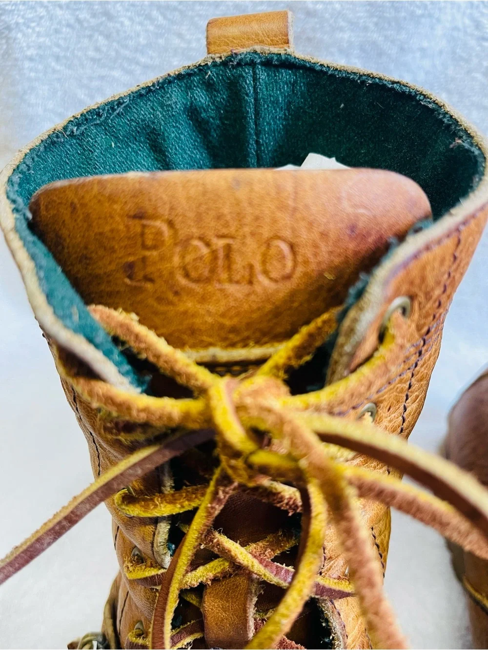 Polo Ralph Lauren Tumbled Leather Buckle Ranger Brown Tan Boots Mens 12